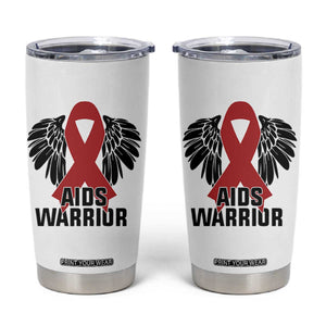 Aids Warrior Tumbler Cup Red Ribbon HIV Awareness Gift TS12 White Print Your Wear