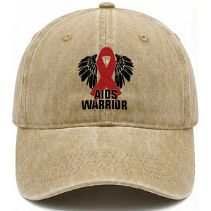 Aids Warrior Washed Cotton Baseball Cap Red Ribbon HIV Awareness Gift TS12 Print Your Wear