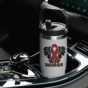 Aids Warrior Flip Straw Tumbler Red Ribbon HIV Awareness Gift TS12 Print Your Wear