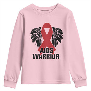 Aids Warrior Youth Sweatshirt Red Ribbon HIV Awareness Gift TS12 Light Pink Print Your Wear