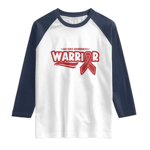 HIV Awareness Warrior Raglan Shirt Red Ribbon Support Gift TS12 White Navy Print Your Wear