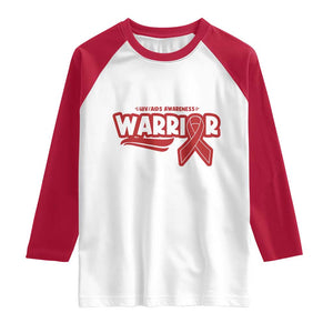 HIV Awareness Warrior Raglan Shirt Red Ribbon Support Gift TS12 White Red Print Your Wear