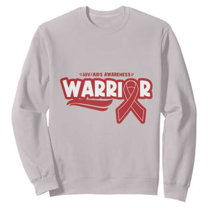 HIV Awareness Warrior Sweatshirt Red Ribbon Support Gift TS12 Ice Gray Print Your Wear