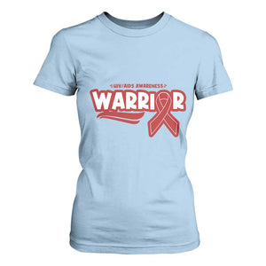 HIV Awareness Warrior T Shirt For Women Red Ribbon Support Gift TS12 Light Blue Print Your Wear