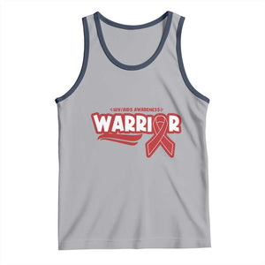 HIV Awareness Warrior Tank Top Red Ribbon Support Gift TS12 Athletic Heather Navy Print Your Wear