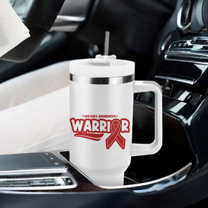 HIV Awareness Warrior Tumbler With Handle Red Ribbon Support Gift TS12 Print Your Wear