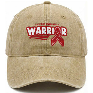 HIV Awareness Warrior Washed Cotton Baseball Cap Red Ribbon Support Gift TS12 Print Your Wear