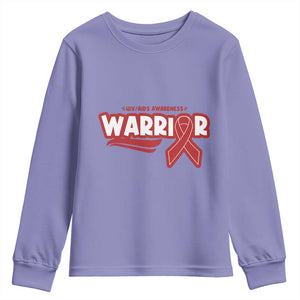 HIV Awareness Warrior Youth Sweatshirt Red Ribbon Support Gift TS12 Violet Print Your Wear
