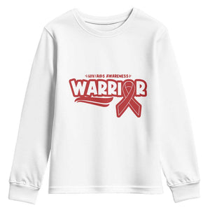 HIV Awareness Warrior Youth Sweatshirt Red Ribbon Support Gift TS12 White Print Your Wear