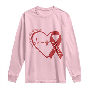 Never Forget World AIDS Day Long Sleeve Shirt Red Ribbon HIV Awareness Gift TS12 Light Pink Print Your Wear