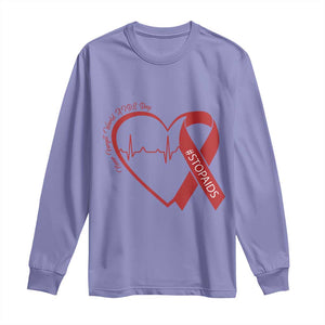 Never Forget World AIDS Day Long Sleeve Shirt Red Ribbon HIV Awareness Gift TS12 Violet Print Your Wear