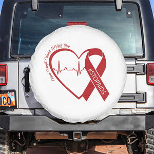 Never Forget World AIDS Day Spare Tire Cover Red Ribbon HIV Awareness Gift TS12 No hole White Print Your Wear