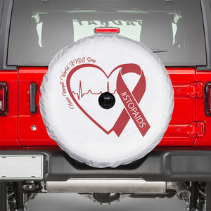 Never Forget World AIDS Day Spare Tire Cover Red Ribbon HIV Awareness Gift TS12 White Print Your Wear
