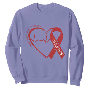 Never Forget World AIDS Day Sweatshirt Red Ribbon HIV Awareness Gift TS12 Violet Print Your Wear