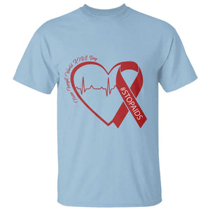 Never Forget World AIDS Day T Shirt Red Ribbon HIV Awareness Gift TS12 Light Blue Print Your Wear