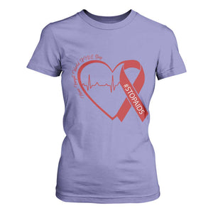Never Forget World AIDS Day T Shirt For Women Red Ribbon HIV Awareness Gift TS12 Violet Print Your Wear