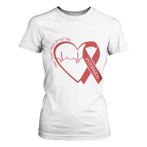 Never Forget World AIDS Day T Shirt For Women Red Ribbon HIV Awareness Gift TS12 White Print Your Wear