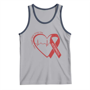 Never Forget World AIDS Day Tank Top Red Ribbon HIV Awareness Gift TS12 Athletic Heather Navy Print Your Wear