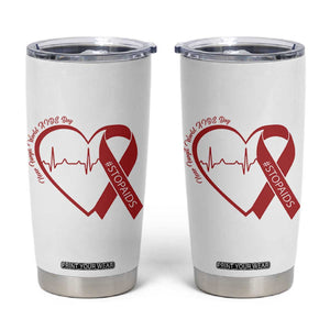 Never Forget World AIDS Day Tumbler Cup Red Ribbon HIV Awareness Gift TS12 White Print Your Wear