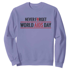 World AIDS Day Never Forget Sweatshirt Red Ribbon Support Gift TS12 Violet Print Your Wear
