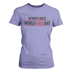 World AIDS Day Never Forget T Shirt For Women Red Ribbon Support Gift TS12 Violet Print Your Wear