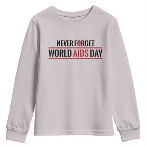 World AIDS Day Never Forget Youth Sweatshirt Red Ribbon Support Gift TS12 Ice Gray Print Your Wear