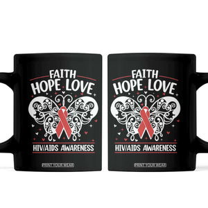 Red Ribbon Faith Hope Love Coffee Mug World AIDS Day Gift TS12 Black Print Your Wear