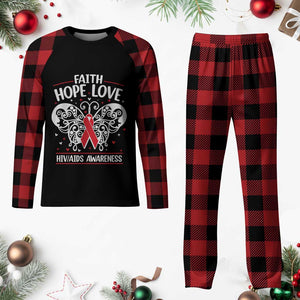 Red Ribbon Faith Hope Love Plaid Pajama Set World AIDS Day Gift TS12 Buffalo Plaid Print Your Wear