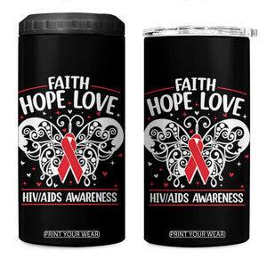 Red Ribbon Faith Hope Love 4 in 1 Can Cooler Tumbler World AIDS Day Gift TS12 One Size: 16 oz Black Print Your Wear