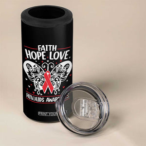 Red Ribbon Faith Hope Love 4 in 1 Can Cooler Tumbler World AIDS Day Gift TS12 Print Your Wear