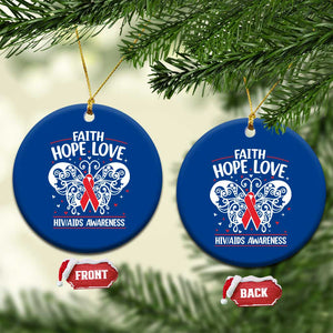 Red Ribbon Faith Hope Love Ceramic Ornament World AIDS Day Gift TS12 1pc Blue Print Your Wear