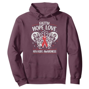 Red Ribbon Faith Hope Love Hoodie World AIDS Day Gift TS12 Maroon Print Your Wear