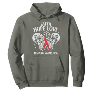 Red Ribbon Faith Hope Love Hoodie World AIDS Day Gift TS12 Military Green Print Your Wear