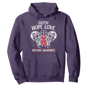 Red Ribbon Faith Hope Love Hoodie World AIDS Day Gift TS12 Purple Print Your Wear