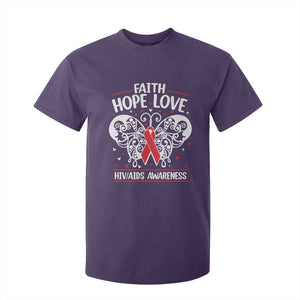 Red Ribbon Faith Hope Love T Shirt For Kid World AIDS Day Gift TS12 Purple Print Your Wear