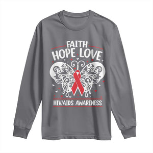 Red Ribbon Faith Hope Love Long Sleeve Shirt World AIDS Day Gift TS12 Charcoal Print Your Wear