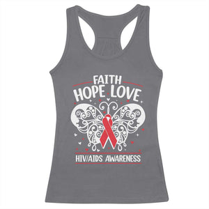 Red Ribbon Faith Hope Love Racerback Tank Top World AIDS Day Gift TS12 Charcoal Print Your Wear