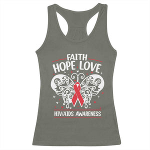 Red Ribbon Faith Hope Love Racerback Tank Top World AIDS Day Gift TS12 Military Green Print Your Wear