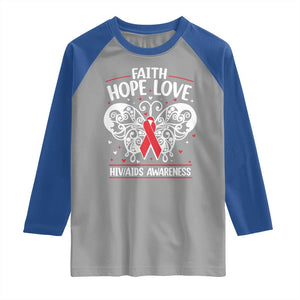 Red Ribbon Faith Hope Love Raglan Shirt World AIDS Day Gift TS12 Sport Gray Royal Print Your Wear