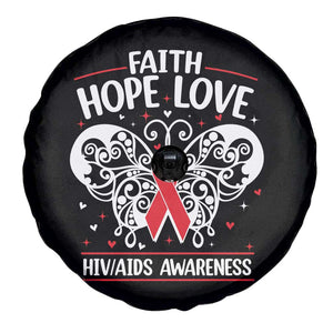 Red Ribbon Faith Hope Love Spare Tire Cover World AIDS Day Gift TS12 Print Your Wear