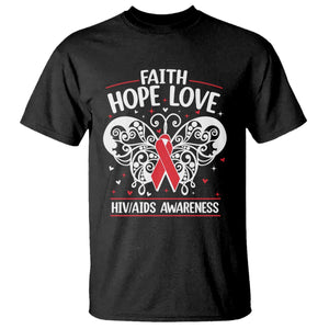 Red Ribbon Faith Hope Love T Shirt World AIDS Day Gift TS12 Black Print Your Wear