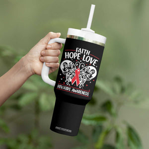 Red Ribbon Faith Hope Love Tumbler With Handle World AIDS Day Gift TS12 Print Your Wear