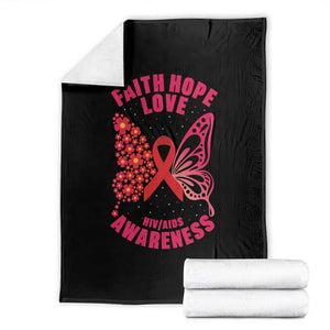 Faith Hope Love HIV Butterfly Throw Blanket Awareness Month Gift TS12 Black Print Your Wear