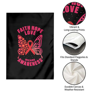 Faith Hope Love HIV Butterfly Garden Flag Awareness Month Gift TS12 Print Your Wear