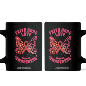 Faith Hope Love HIV Butterfly Coffee Mug Awareness Month Gift TS12 Black Print Your Wear