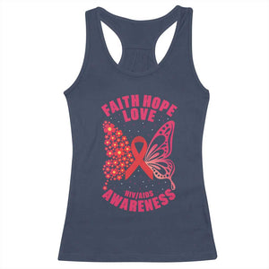 Faith Hope Love HIV Butterfly Racerback Tank Top Awareness Month Gift TS12 Navy Print Your Wear