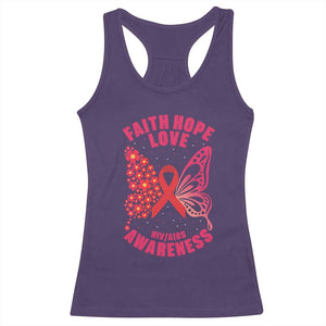 Faith Hope Love HIV Butterfly Racerback Tank Top Awareness Month Gift TS12 Purple Print Your Wear
