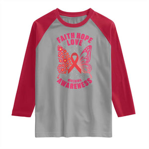 Faith Hope Love HIV Butterfly Raglan Shirt Awareness Month Gift TS12 Sport Gray Red Print Your Wear