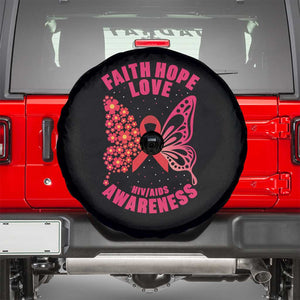Faith Hope Love HIV Butterfly Spare Tire Cover Awareness Month Gift TS12 Black Print Your Wear