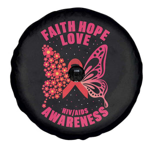 Faith Hope Love HIV Butterfly Spare Tire Cover Awareness Month Gift TS12 Print Your Wear